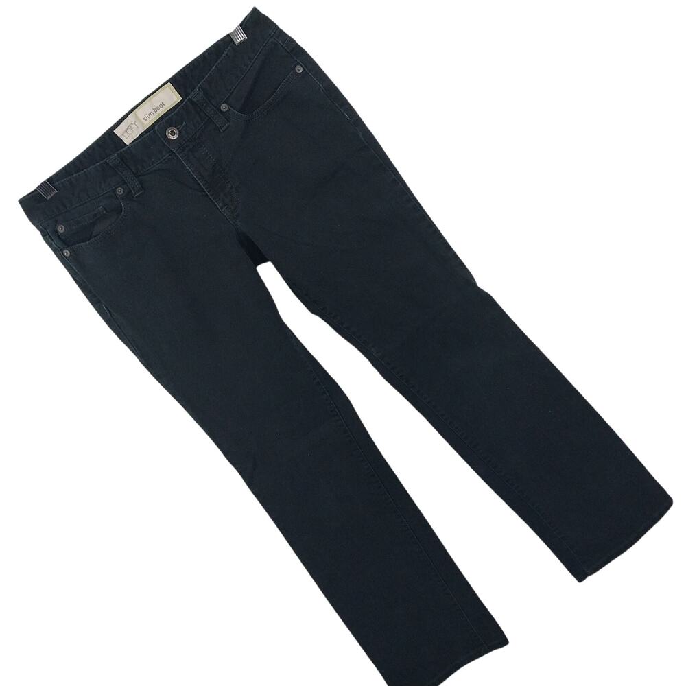 ANN TAYLOR LOFT! FABULOUS BLACK DENIM SLIM BOOT CUT MIDRISE JEANS! SZ 6